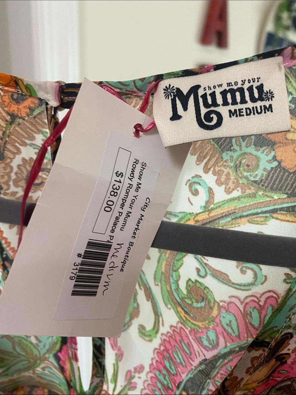 NWT Show Me Your MuMu Rowdy Ladies Green Pink Paisley Jumpsuit Romper Sz M - Picture 5 of 14